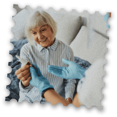 A home health nurse caring for a patient